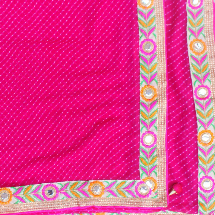 anokherang Dupattas Magenta Mothra Mirror Border Dupatta
