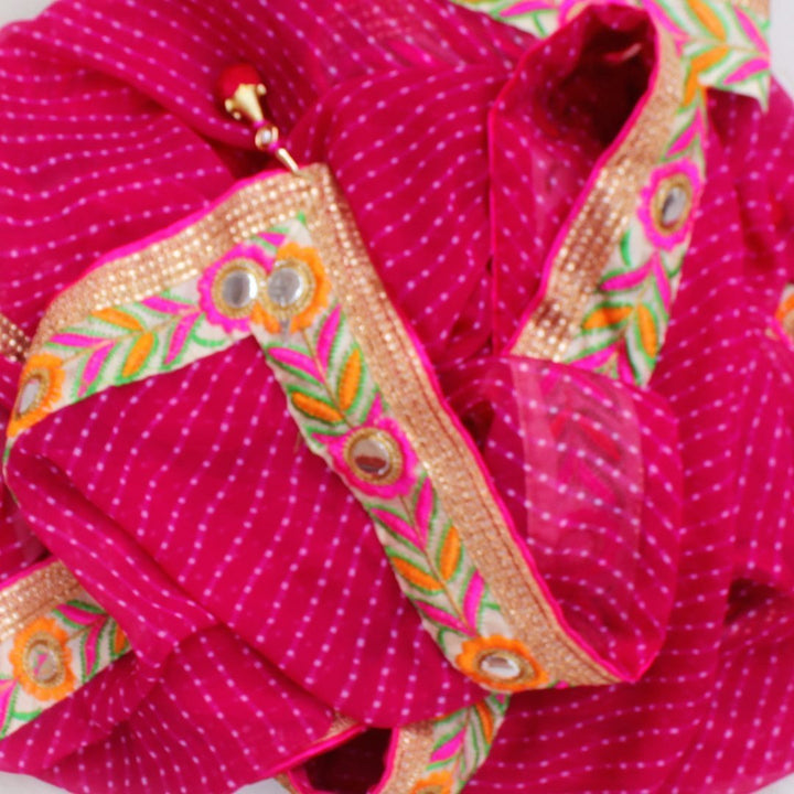 anokherang Dupattas Magenta Mothra Mirror Border Dupatta