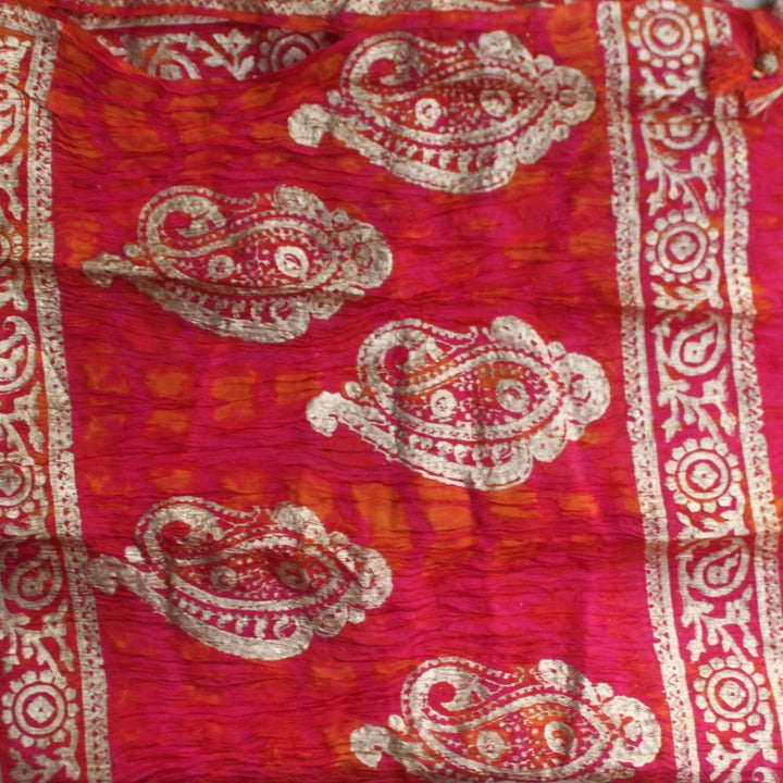 anokherang Dupattas Magenta tie and dye paisley foil Dupatta
