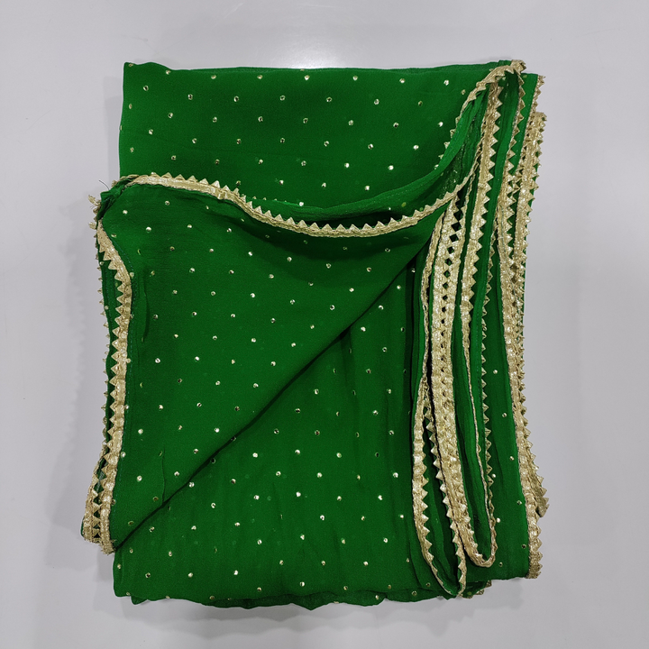 anokherang Dupattas Magical Deep Green Foil Printed Georgette Dupatta