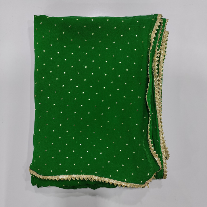 anokherang Dupattas Magical Deep Green Foil Printed Georgette Dupatta