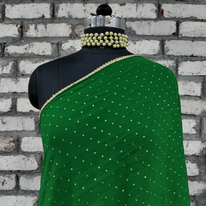 anokherang Dupattas Magical Deep Green Foil Printed Georgette Dupatta