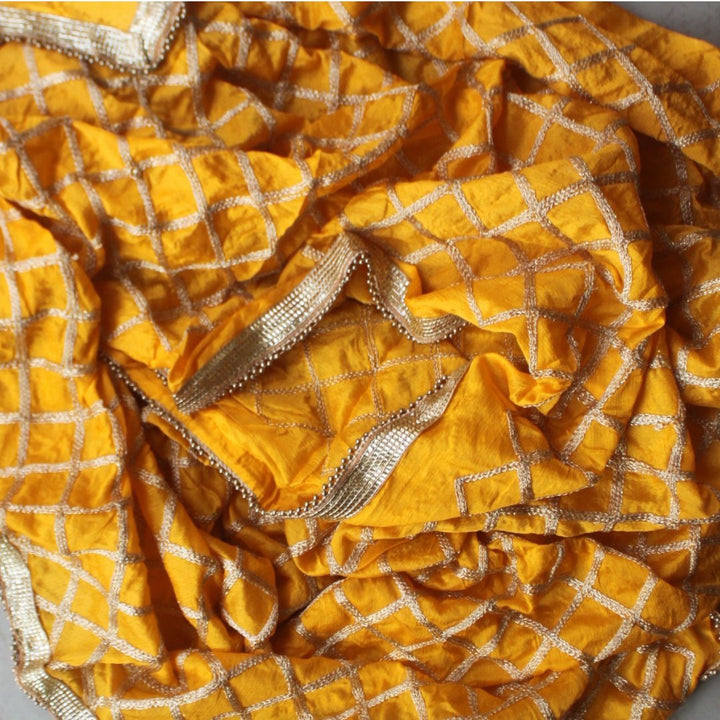 anokherang Dupattas Marigold Yellow Criss cross Dupatta