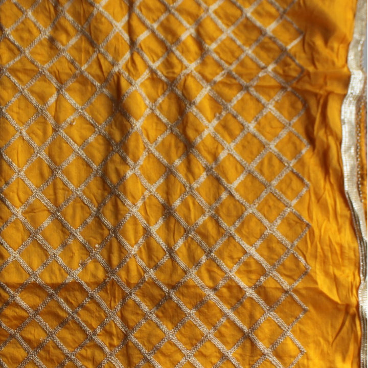 anokherang Dupattas Marigold Yellow Criss cross Dupatta