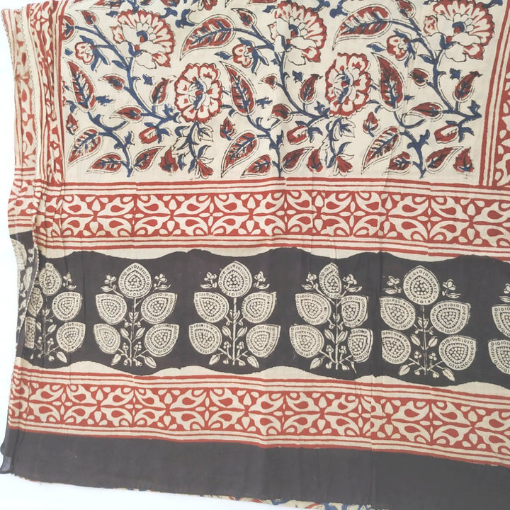 anokherang Dupattas Maroon Black Paisley Kalamkari HandCrafted Stole