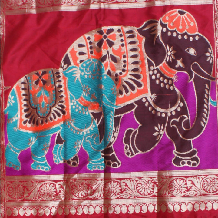 anokherang Dupattas Maroon Elephant Banarsi Stole