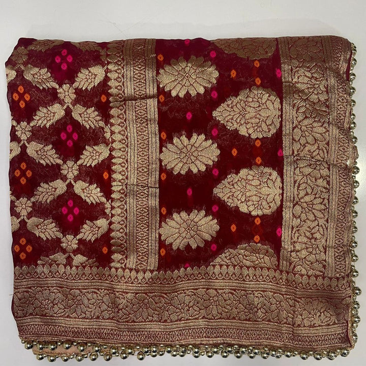 anokherang Dupattas Maroon Festive Georgette Banarsi Dupatta