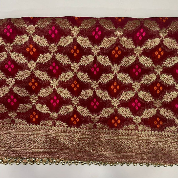 anokherang Dupattas Maroon Festive Georgette Banarsi Dupatta