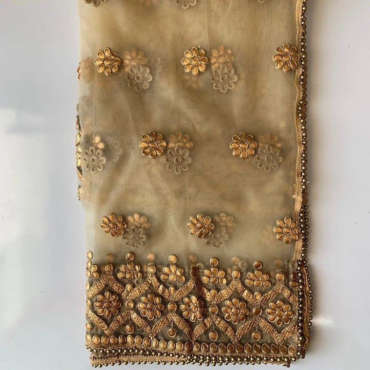 Mellow Gold Floral Gotta Embroidered Dupatta – anokherang