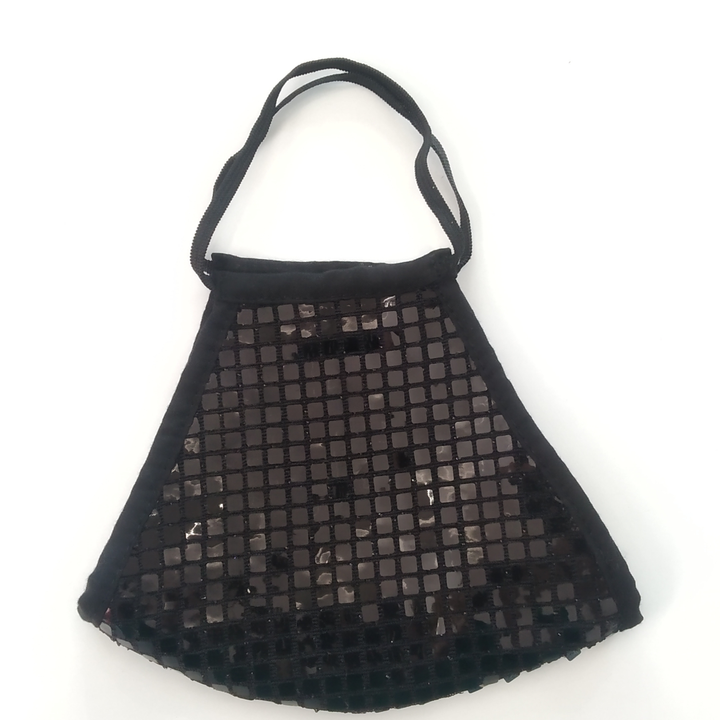 anokherang Dupattas Metallic Black Square Sequin Mask