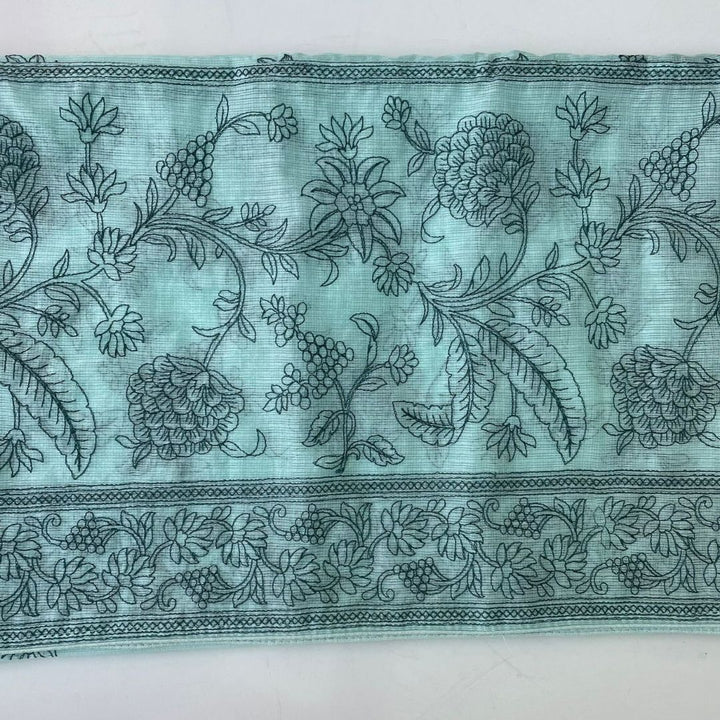 anokherang Dupattas Mint Green Floral Chikankari Kota Dupatta