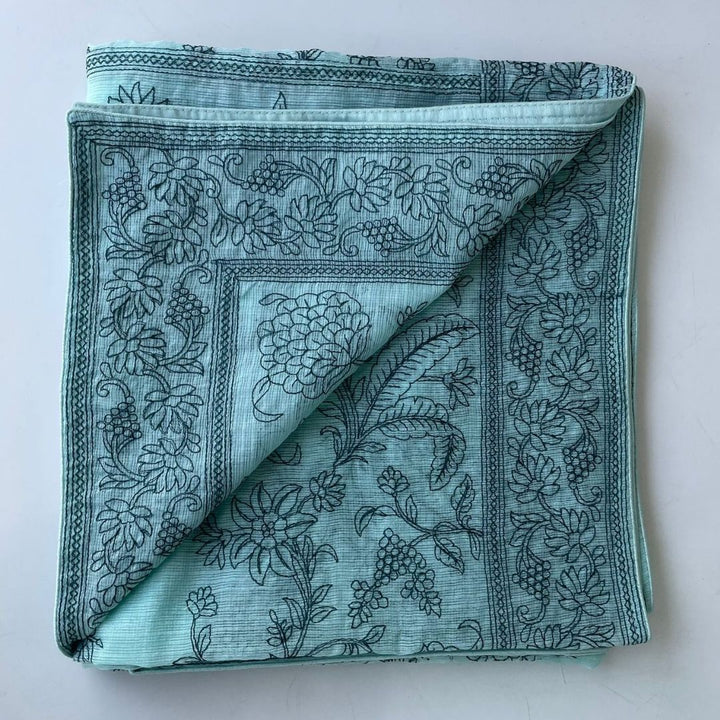 anokherang Dupattas Mint Green Floral Chikankari Kota Dupatta