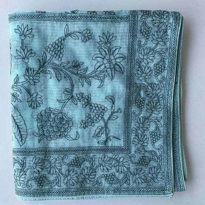 anokherang Dupattas Mint Green Floral Chikankari Kota Dupatta