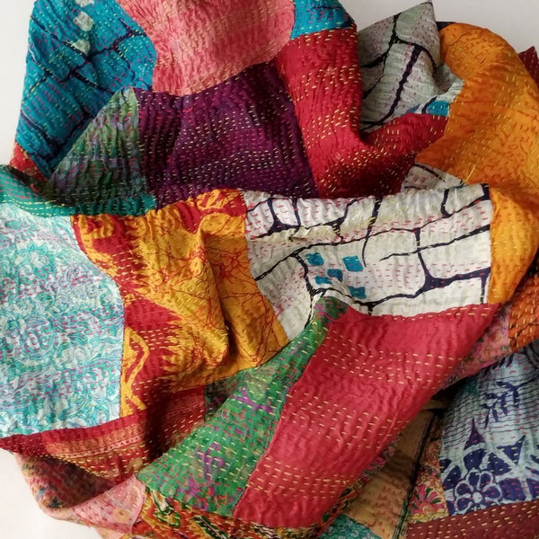 anokherang Dupattas Multicolored Kantha Embroidered Dupatta
