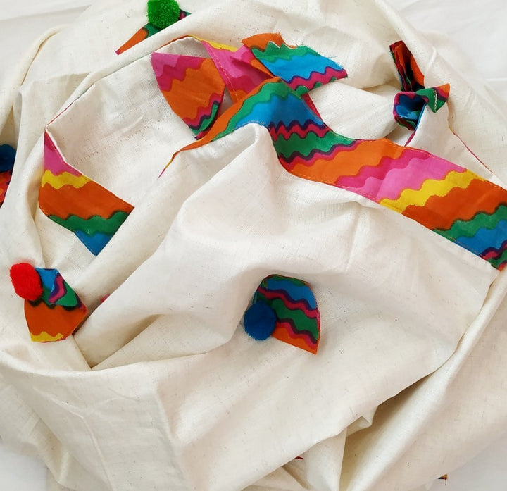 anokherang Dupattas Multicolored Patterned Pom-Pom Dupatta