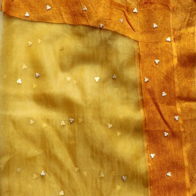 anokherang Dupattas Mustard Yellow Gold Metal Motif Dupatta