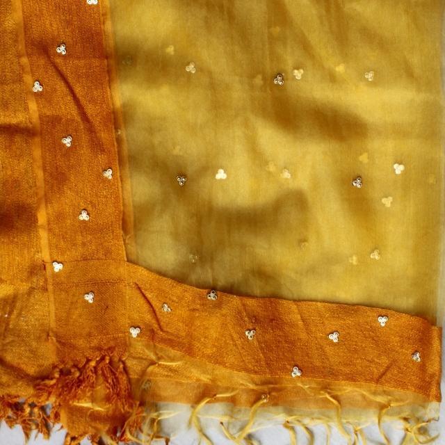anokherang Dupattas Mustard Yellow Gold Metal Motif Dupatta