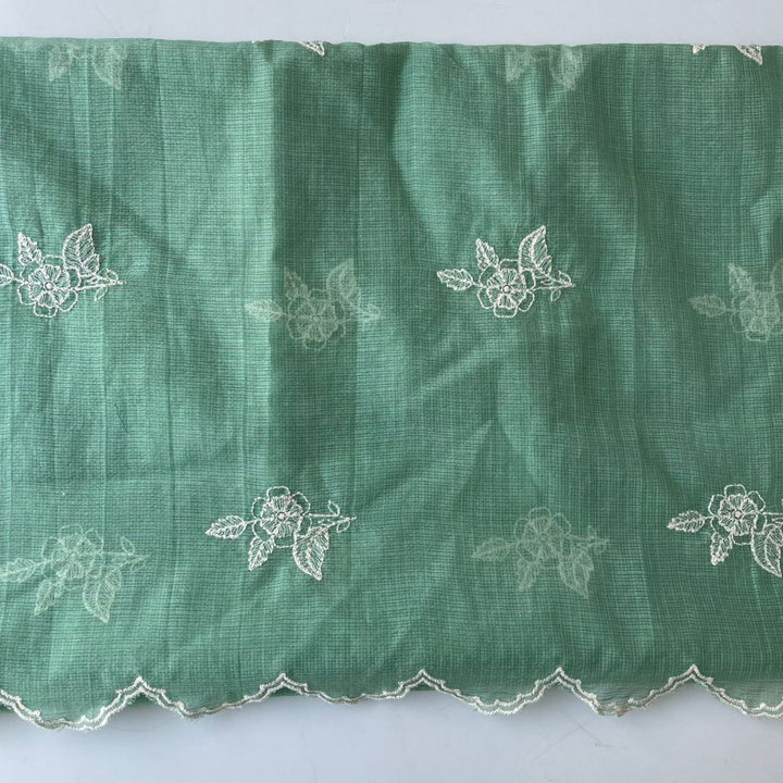 anokherang Dupattas Ocean Green Flower Chikankari Gota Scalloped Kota Dupatta