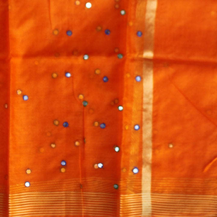 anokherang Dupattas Orange Mirror Organza Dupatta