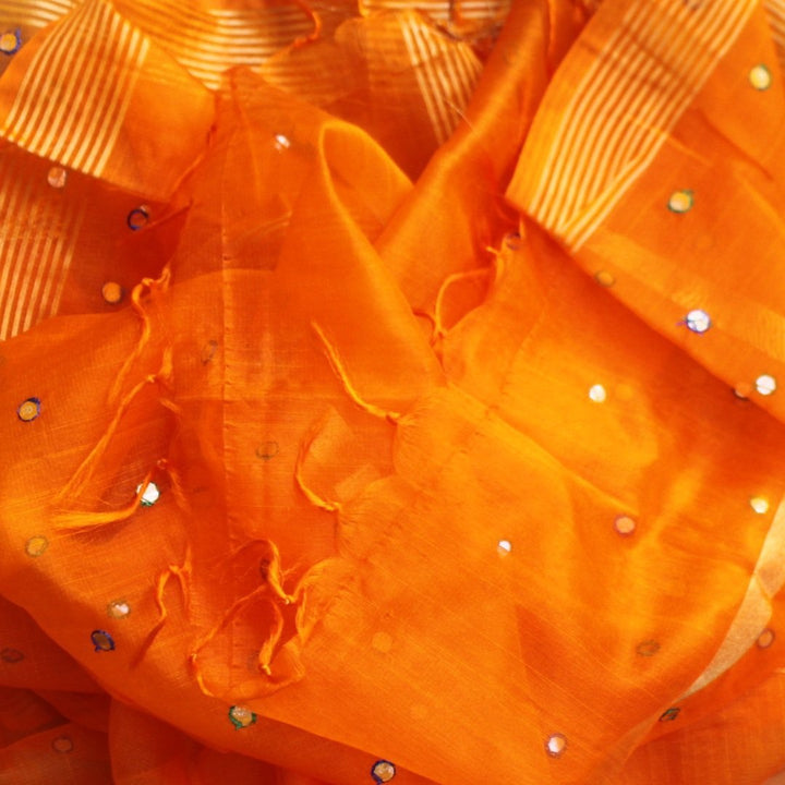 anokherang Dupattas Orange Mirror Organza Dupatta