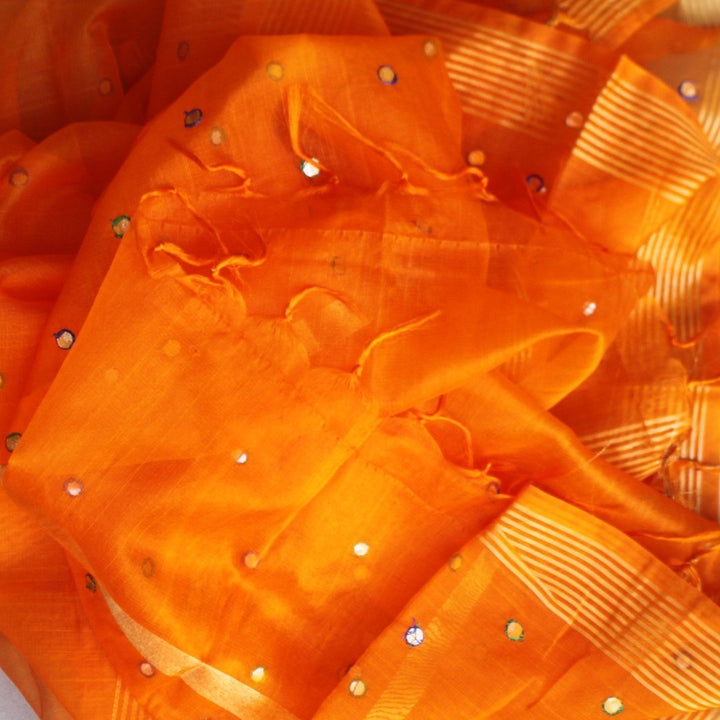 anokherang Dupattas Orange Mirror Organza Dupatta