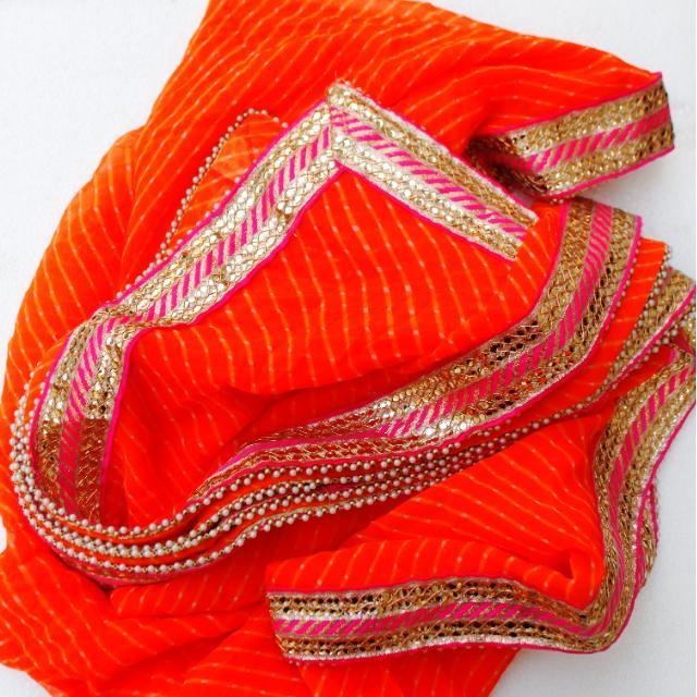 anokherang Dupattas Orange Mothra Georgette Dupatta
