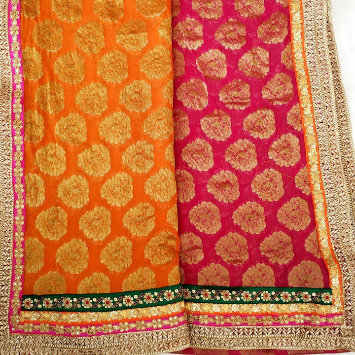 anokherang Dupattas Orange Rani Mughal Banarsi Georgette Dupatta