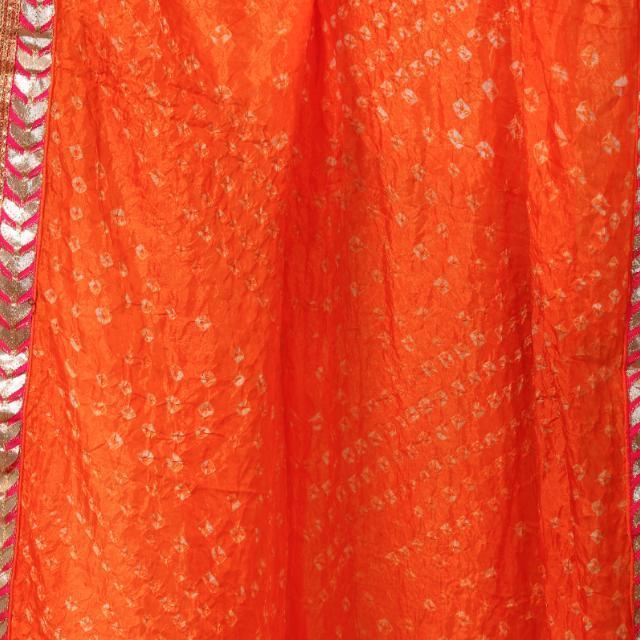 anokherang Dupattas Orange Silk Bhandej Dupatta
