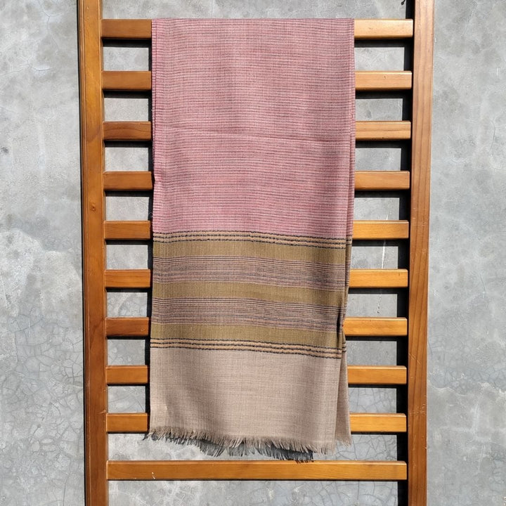 anokherang Dupattas Pastel Peach Contemporary Weaved Wool Stole