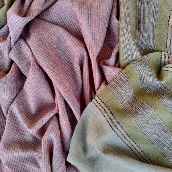 anokherang Dupattas Pastel Peach Contemporary Weaved Wool Stole