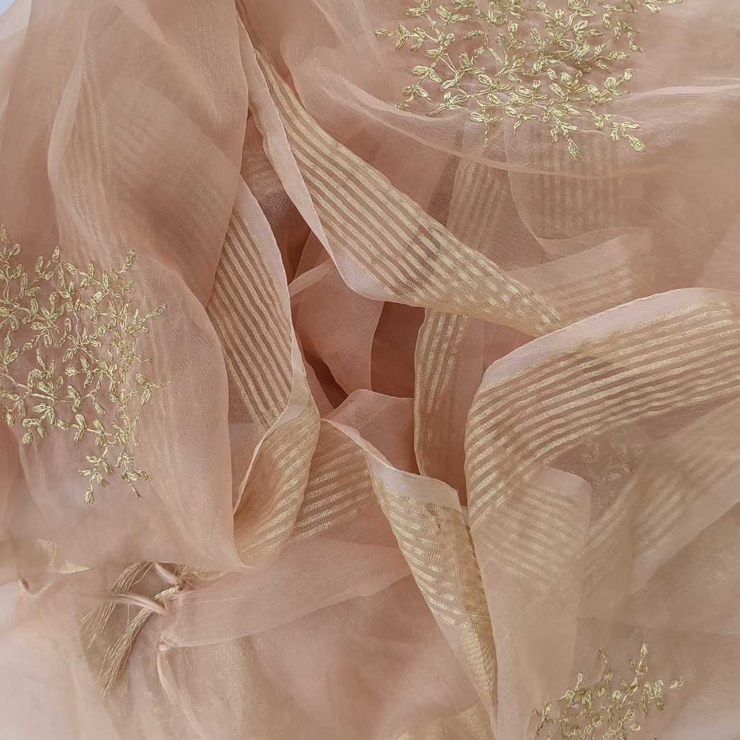 Peach Puff Organic Mulmul Dupatta
