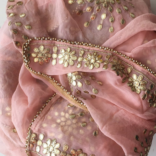 anokherang Dupattas Peach Gota Patti Dupatta