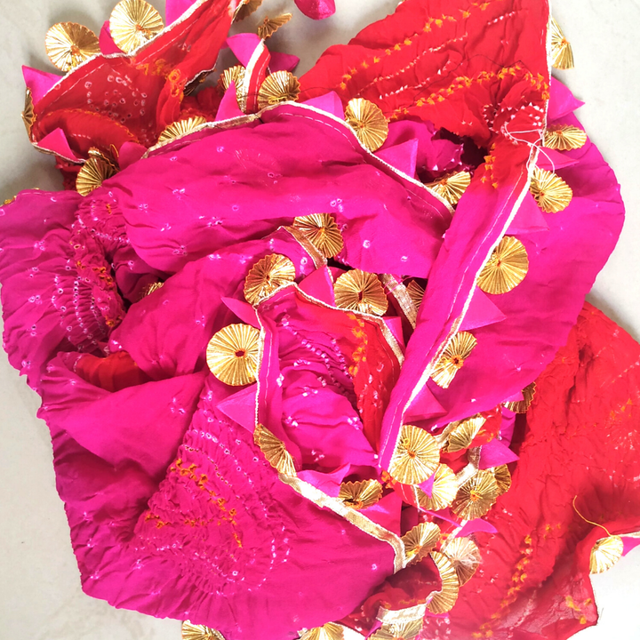 anokherang Dupattas Peach Gotta Patti Floral Chiffon Dupatta