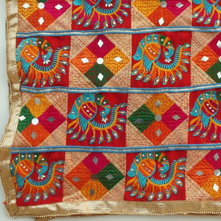 anokherang Dupattas Peacock and diamond Colorful Fulkari Dupatta