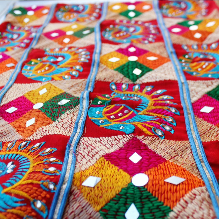 anokherang Dupattas Peacock and diamond Colorful Fulkari Dupatta