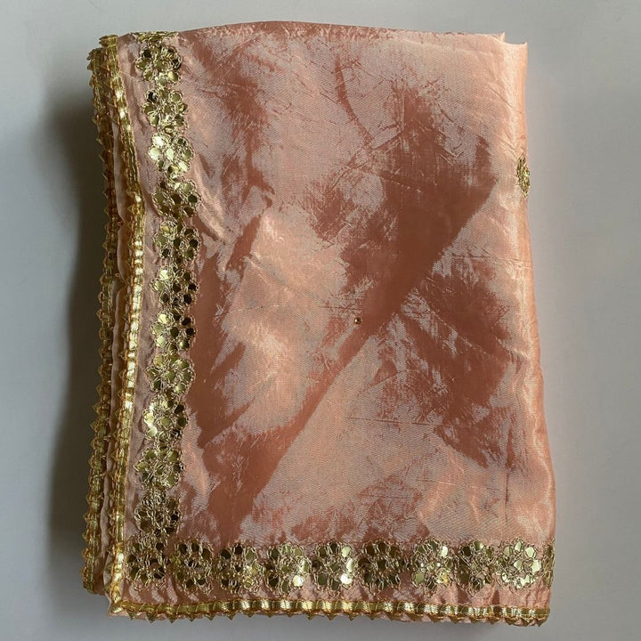 anokherang Dupattas Perfect Peach Gotta Embroidered Silk Dupatta