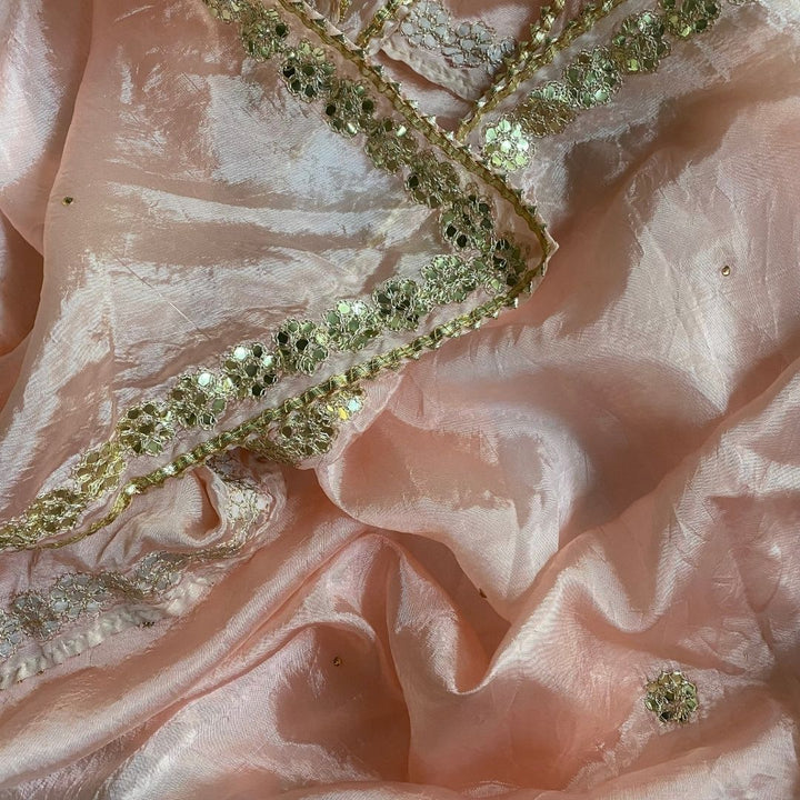 anokherang Dupattas Perfect Peach Gotta Embroidered Silk Dupatta