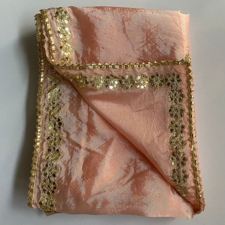 anokherang Dupattas Perfect Peach Gotta Embroidered Silk Dupatta