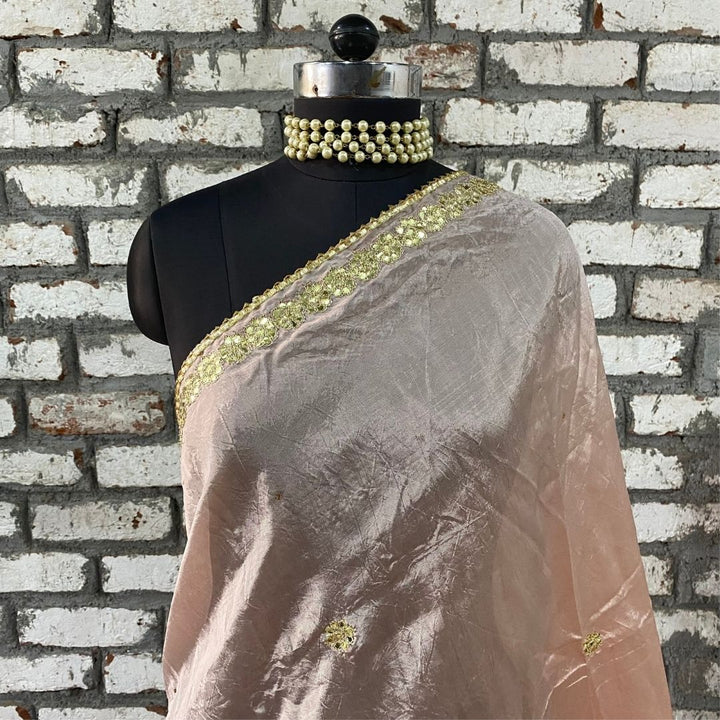 anokherang Dupattas Perfect Peach Gotta Embroidered Silk Dupatta
