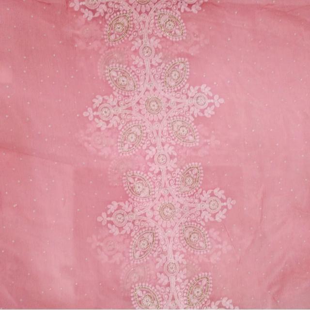 anokherang Dupattas Pink Chiffon Thread Embroidered Chiffon Dupatta