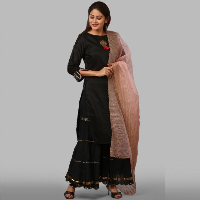 anokherang Dupattas Pink Glittering Organza Dupatta