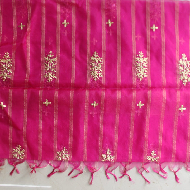 anokherang Dupattas Pink Gota Silk Bandhej Dupatta