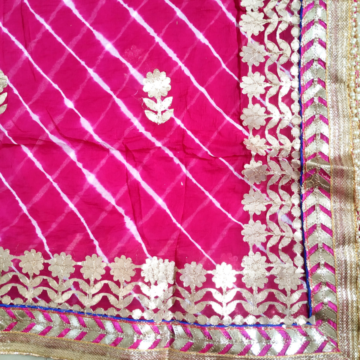 anokherang Dupattas Pink Leheriya Gotta Chiffon Dupatta