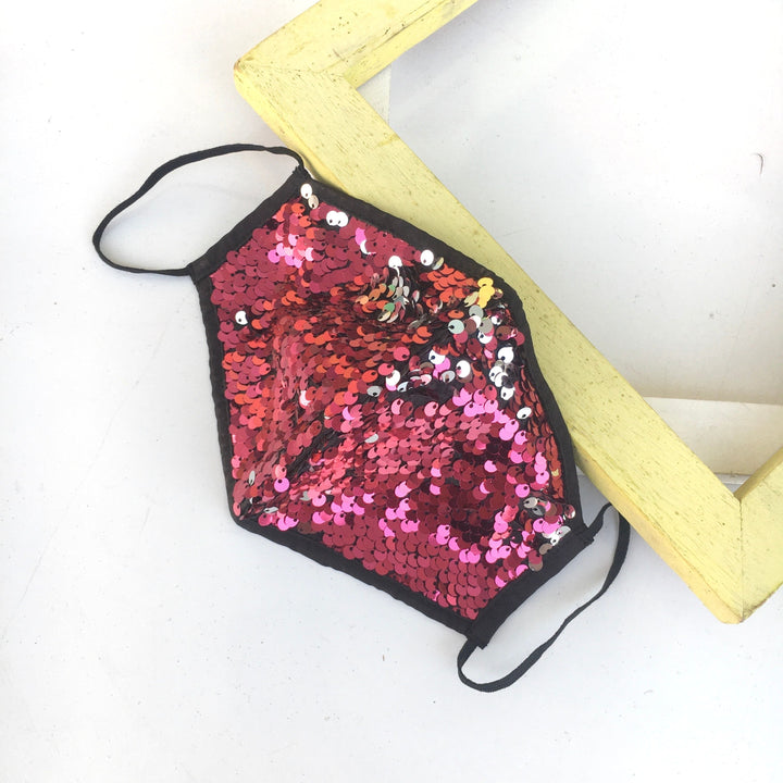 anokherang Dupattas Pink Metallic Sequin Mask