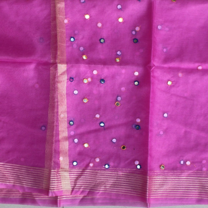 anokherang Dupattas Pink Mirror Organza Dupatta
