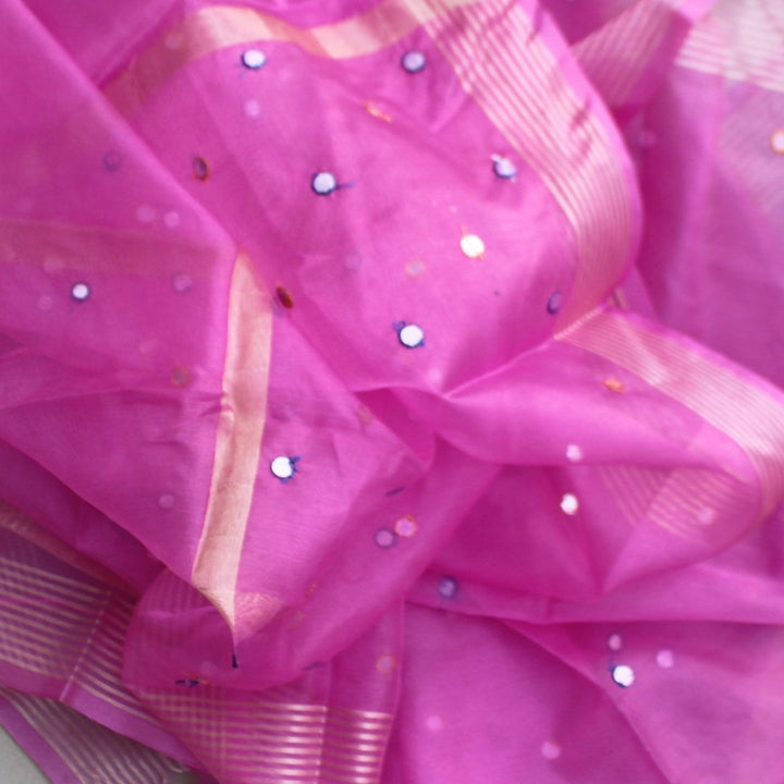 anokherang Dupattas Pink Mirror Organza Dupatta