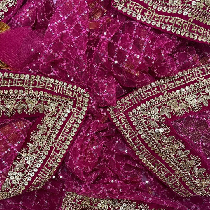 anokherang Dupattas Pink Net Embroidered Bridal Entry Dupatta