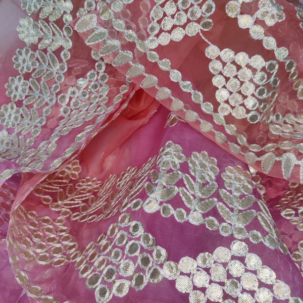 anokherang Dupattas Pink Ombre Gotta Patti Organza Dupatta