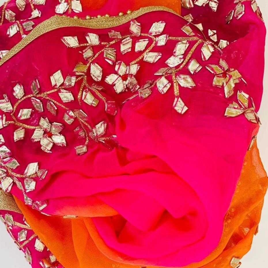 Rose Pink Floral Print Chiffon Dupatta