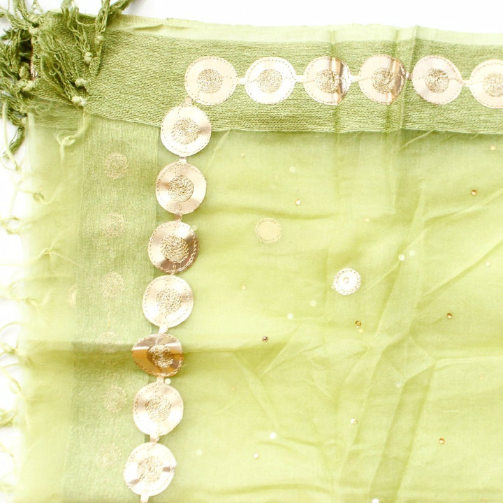 anokherang Dupattas Pista Gotta Embroidered Organza Dupatta